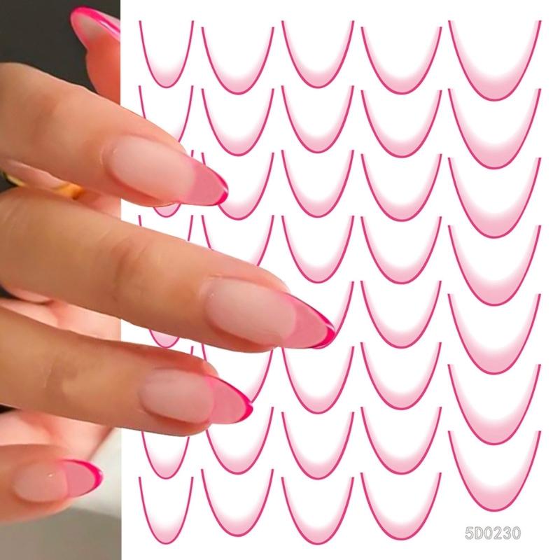 12 Sheets Self-Adhesive Nail Decals French Tip Nail Stickers Nails Art Decorations French Line Nails Art Stickers