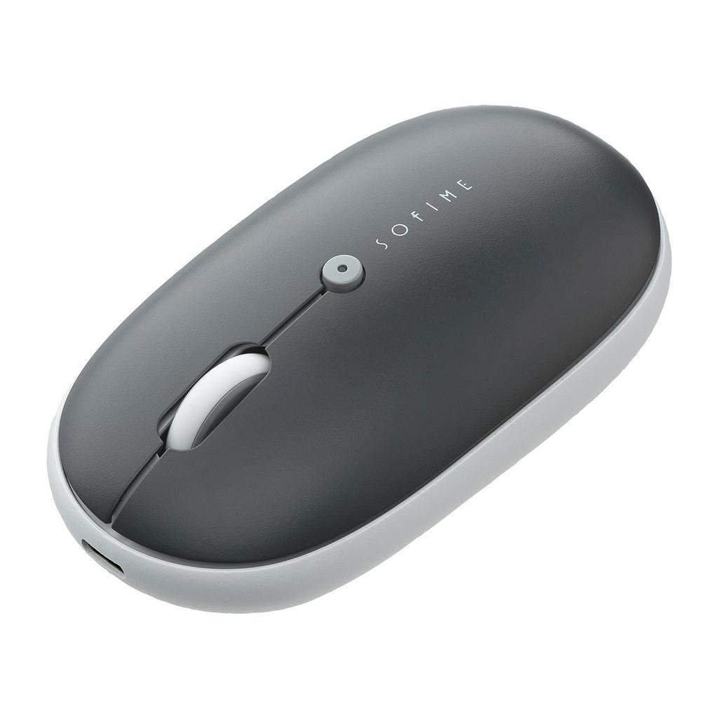 SANWA DIRECT Bluetooth Dark Mouse, Slim, Rechargeable, Silent, Multi-Pairing, Ambidextrous, Gray, 400-MABT178DGY