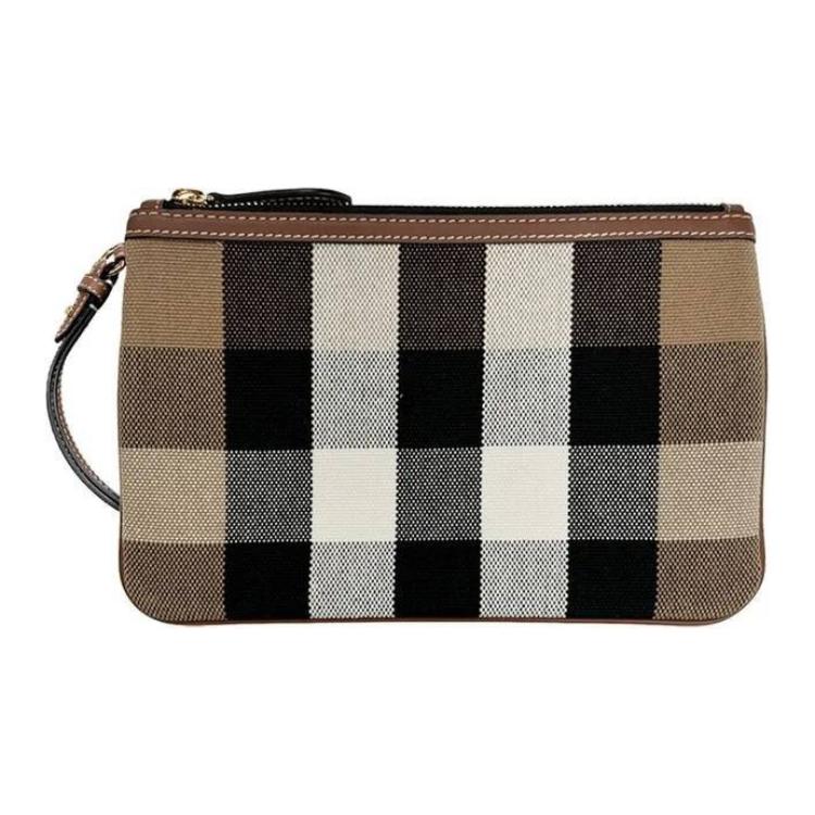 Burberry Peyton Logo Zip Closure Check Canvas Clutch Women clutch Brown 80840481 Basic Set BagDust Bag 22140₽
