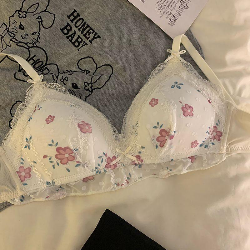 

Женские кружевные бюстгальтеры с цветочным узором, внутренние топы, женские пуш-ап бюстгальтеры, беспроводные, мягкие, тонкие, милые бюстгальтеры для девочек, сексуальное женское нижнее белье, кружевное белье с открытой спиной, женский бюстгальтер 32/70AB