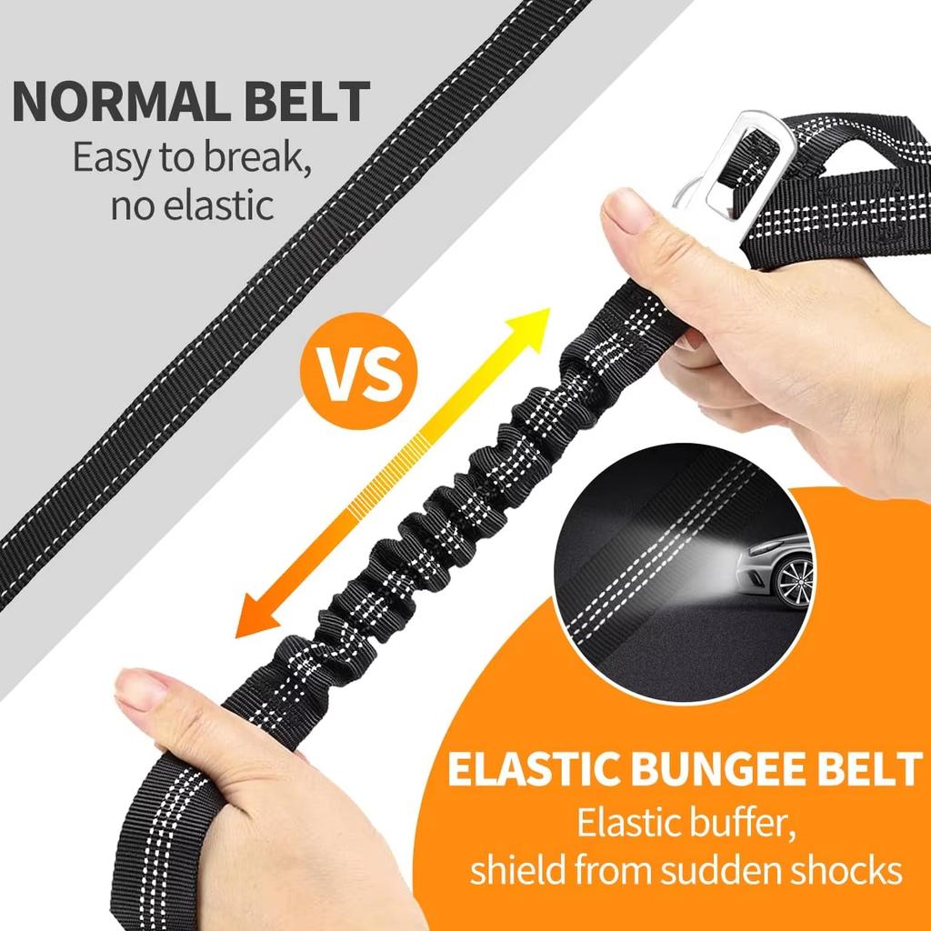 Headrest Dog Car Safety Seat Belt Dog Seat Belt Seatbelt Adjustable Car Leash with Elastic Bungee & Reflective Safety Tether