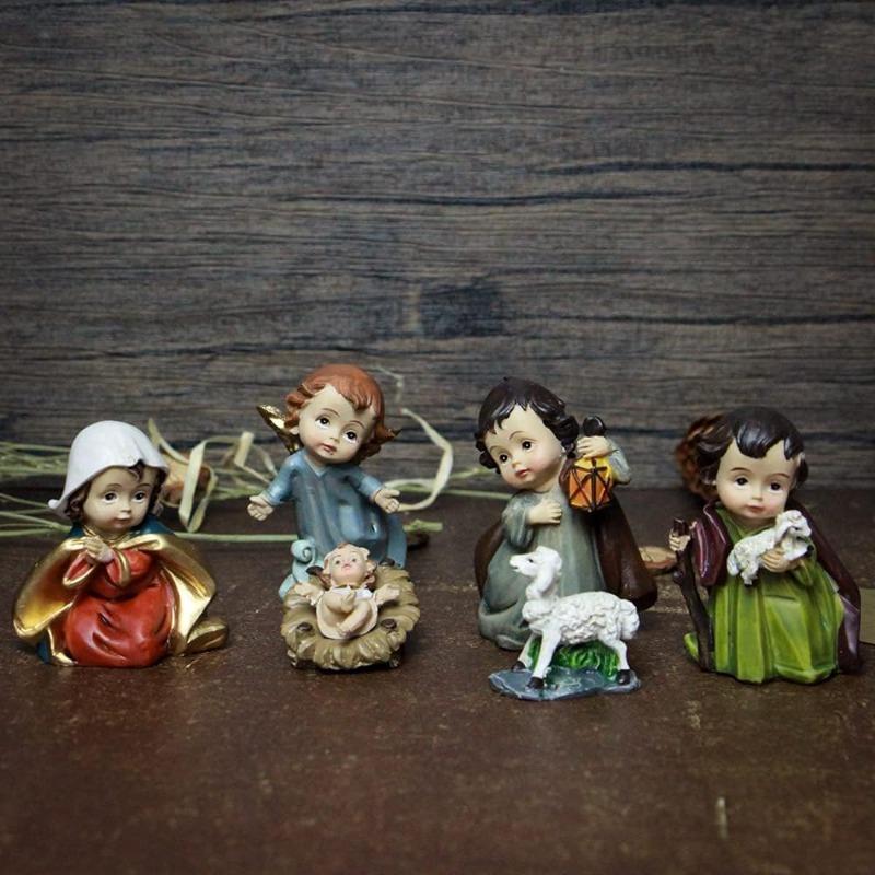 11pcs/ Set Christ Birth of Jesus Ornament Gifts Nativity Scene Crafts Resin Christmas Manger Decoration Catholic Figurines