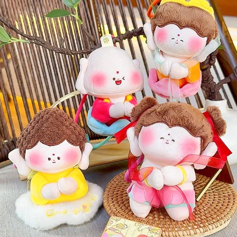 Symbolic Buddha Plush Keychain With Magnetic Sucker And Pullout Base For Key And Bag Accessories