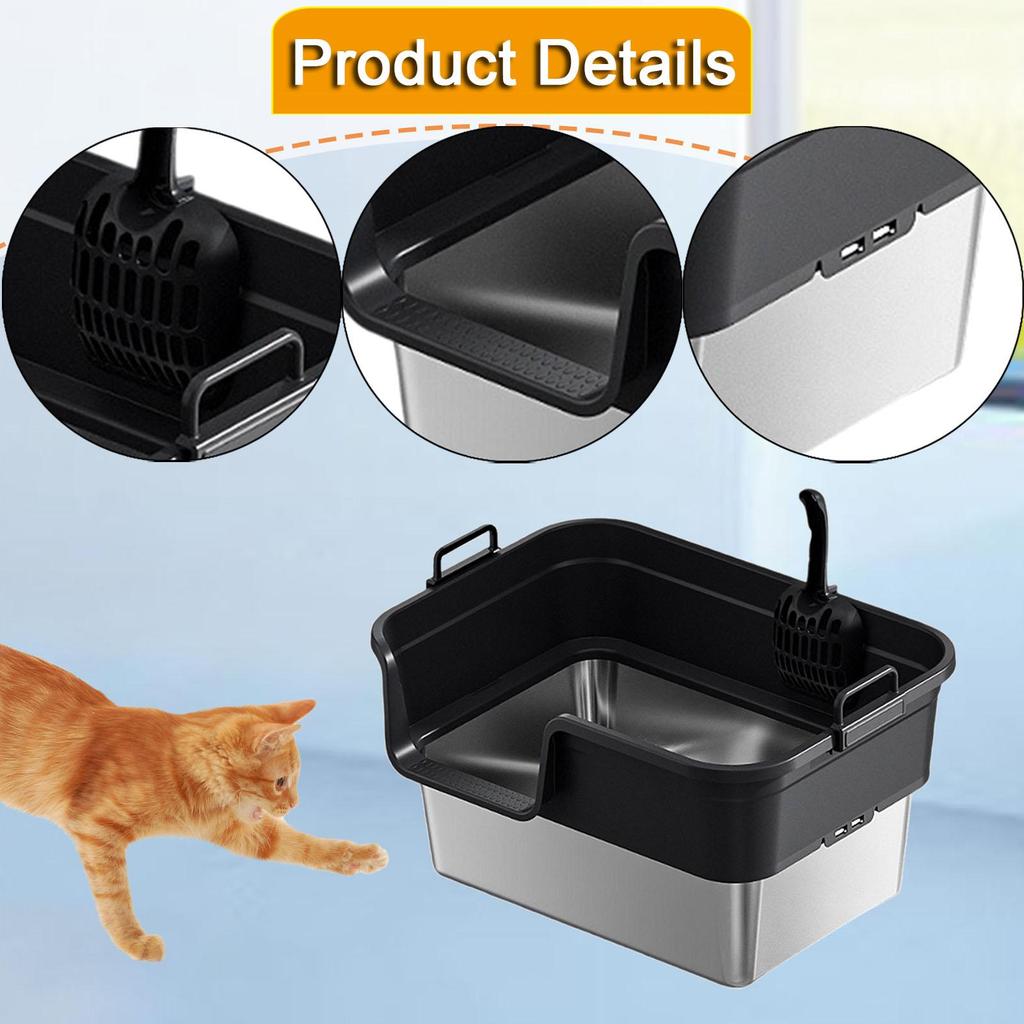 Large Cat Litter Box for Indoor Cats and Kittens, Easy To Clean, High Sides,