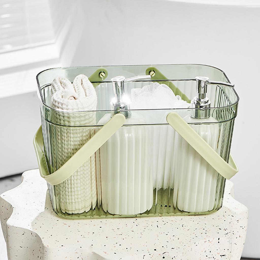 Bath Organizer Basket Stylish Clear Stripe Large Capacity Shower Storage Organizer with Handle for
