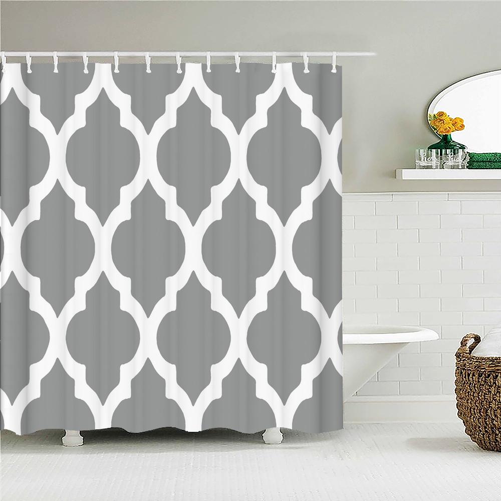Geometrisches Muster Druck Duschvorhang Badezimmer 3D Wasserdicht Stoff Duschvorhänge Groß 180X200cm Für Badezimmer Vorhang