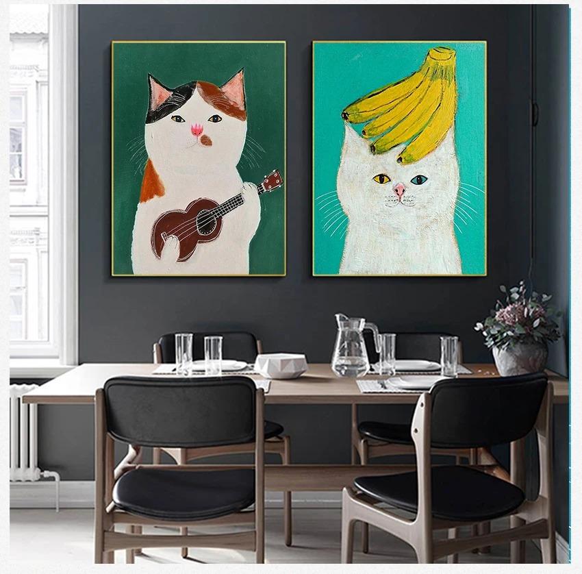 Wall Art Pictures For Living Room Kid's Bedroom Nursery Cuadros Home Decor Cartoon Cat Posters And Prints Canvas Oil Painting
