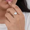 Rainbow Moonstone Oval Statement Ring, 925 Sterling Silver Jewelry, Minimalist Boho Ring for Women