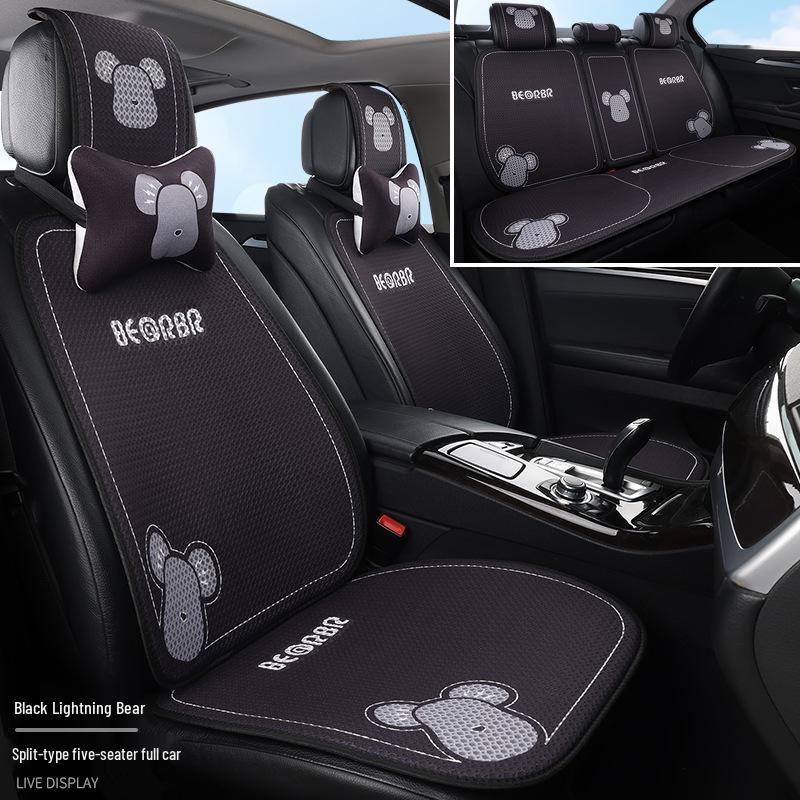 Universal Cartoon Linen Car Seat Cushion - Warm, Stylish, Four Seasons Comfort