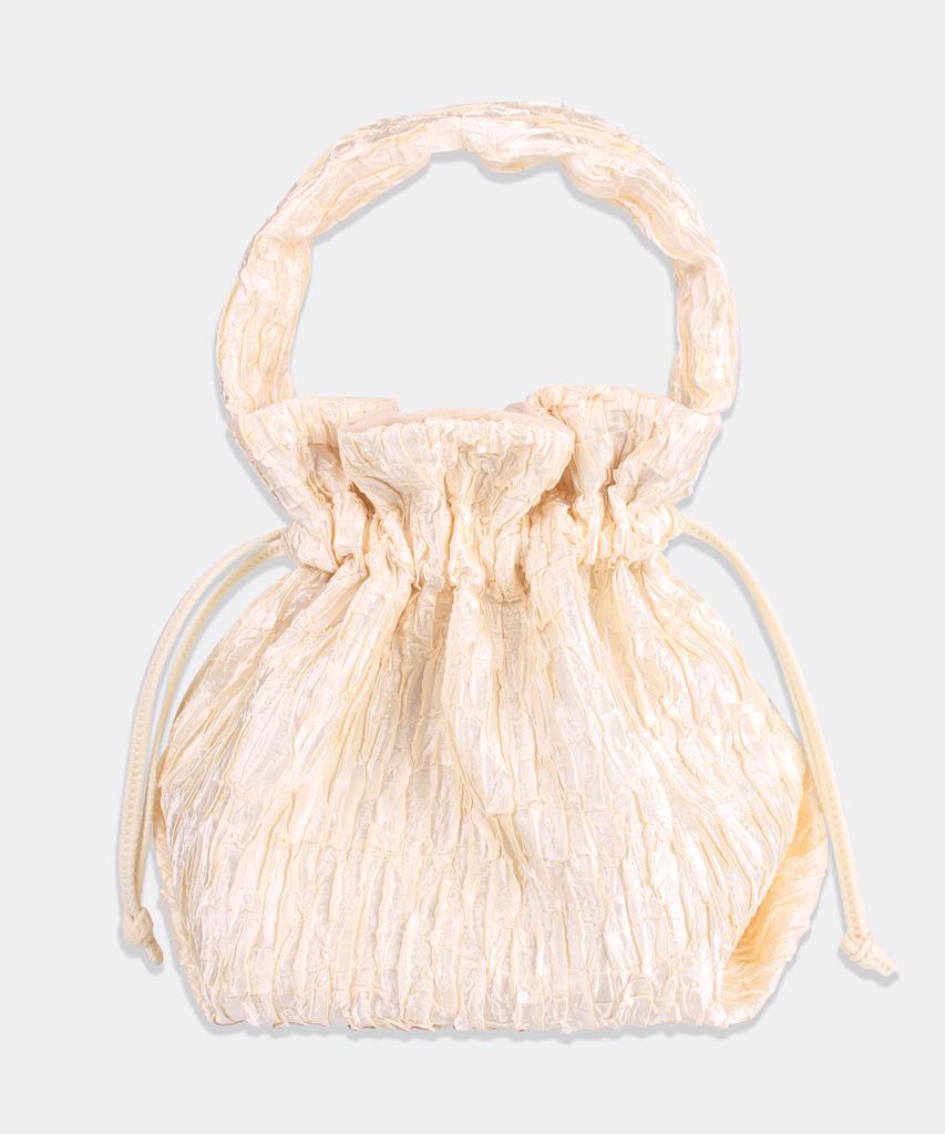 A By A Butter Cream Wrinkle Drawstring Handle Pouch