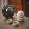 Portable Ceramic Tea Set: Includes Teapot, Two Teacups, and Travel Bag for Outdoor Use