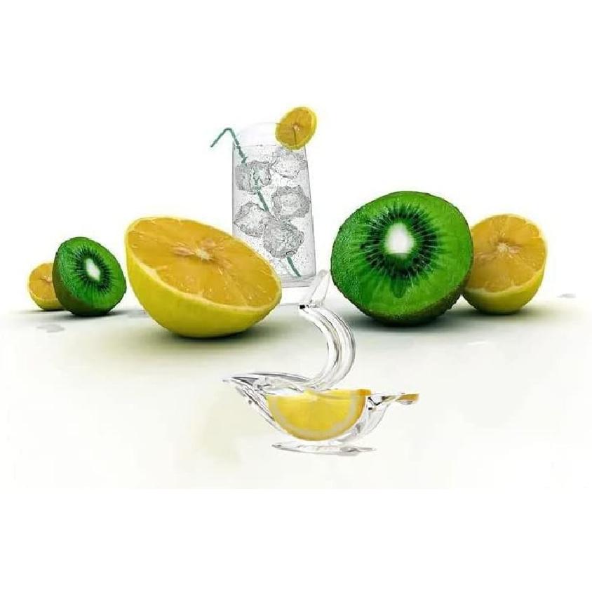 New Acrylic Manual Lemon Slice Squeezer, Portable Transparent Fruit Juicer, Elegance Bird Shape, Hand Juicer for Orange Lemon Lime Pomegranate (4Pcs)