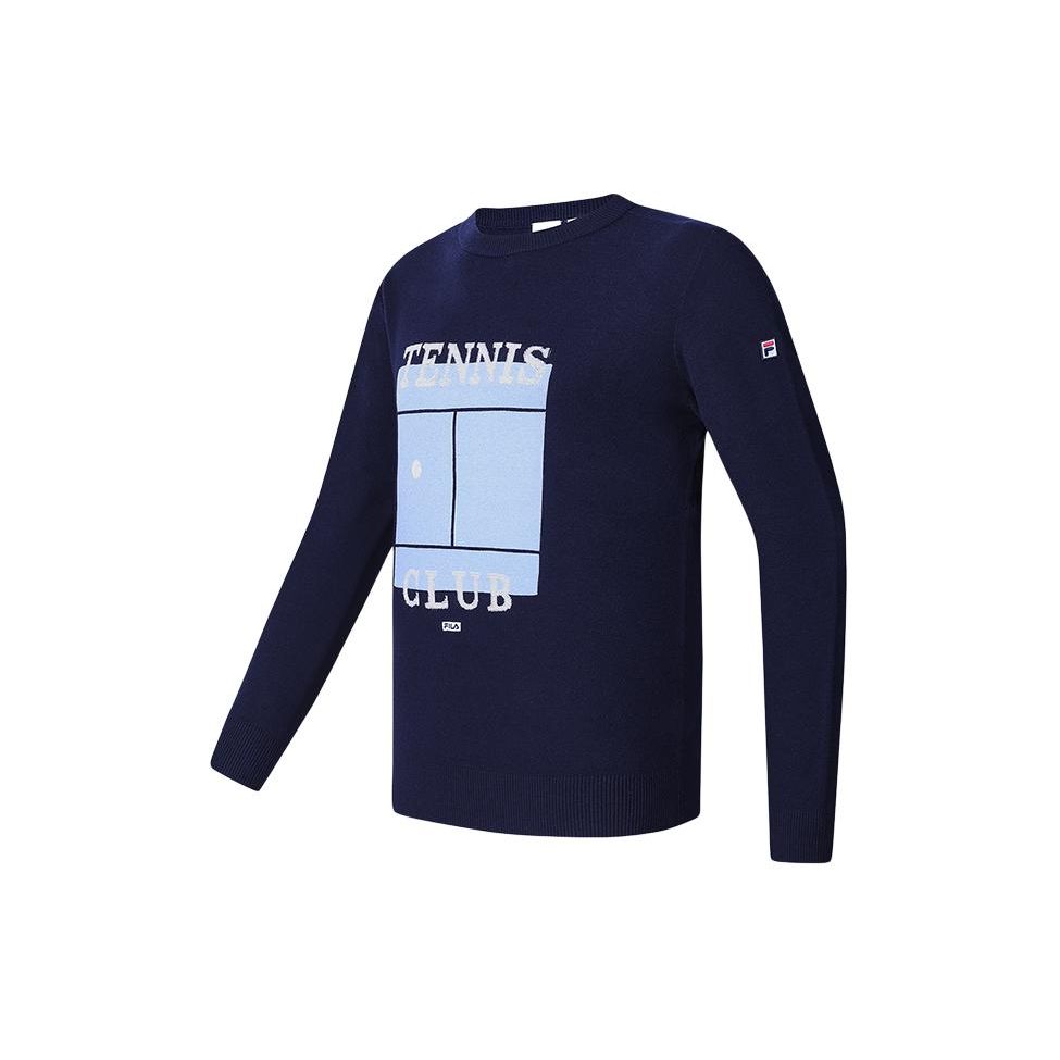 

FILA Letter Round Neck Sports Pullover Sweater Men Sweater Dark-Blue A11M413402F-NV XL