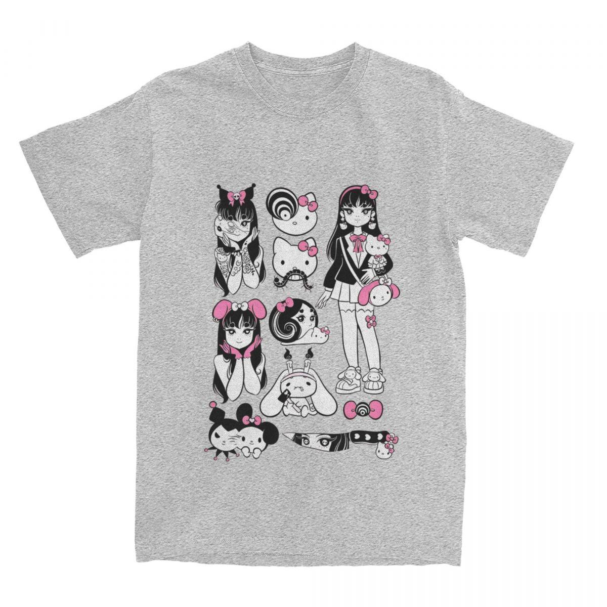 

Junji Ito Tomie X Hello Kitty T-Shirt Trend T-Shirts Short Sleeve Streetwear Tshirt Summer Cotton O-Neck Size 100-4XL Clothes 4XL