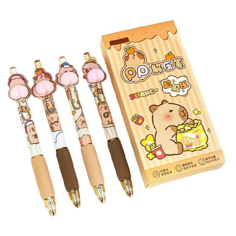 

4 Pcs Pressing Pen 0.5mm Retractable Pen Black Ink Gel Pen Neutral Pen Writing Pen Cartoon Panda Gel Ink Pen for School