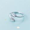 Simple 925 Sterling Silver Leaf Rings For Women Wedding Jewelry Adjustable Rings Anillos Jz544