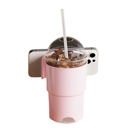 

Пластиковый держатель на вакуумной присоске, держатель для мобильного телефона, многоразовый настольный органайзер для чашек, телефонов розовый