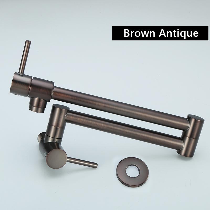 Köksblandare Awolf 10 färger Väggmonterad svart grytfyllare Massiv mässing Enkelhål Guld Vikbar kran FW008