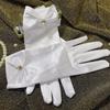 Satins Gloves Evening Gown Gloves with Pearls Decors Wedding Bride Gloves for Formal Occasion Stage Props Hand Gloves