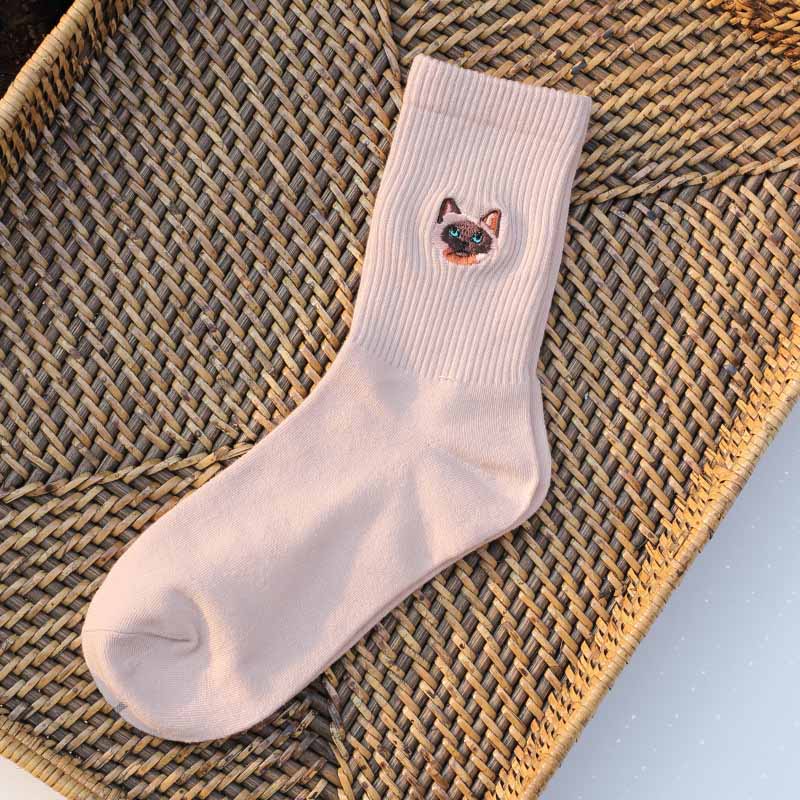 Warm Harajuku Cute Embroidery Animal Funny Socks Women Kawaii Japanese Skarpetki Socks Novelty Cotton Calcetines Mujer Sokken