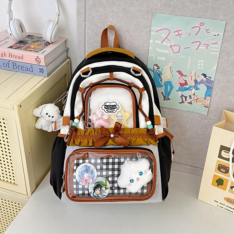 

Japanese Contrasting Butterfly Bow Backpack for Women, High Appearance Bag, Large Capacity Transparent Bag