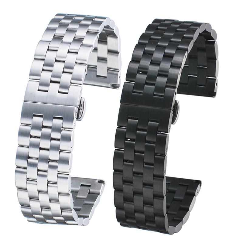 

Men s Black Brushed Solid Stainless Steel Watch Strap - Sizes: 18mm, 20mm, 22mm, 24mm. 26mm White