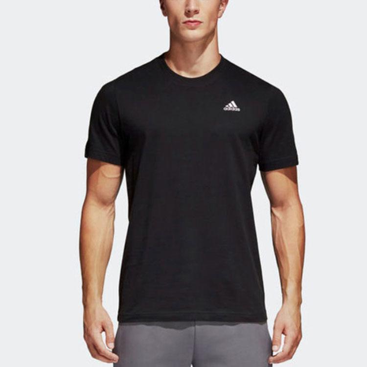 Adidas Solid Color Logo Running Casual Short-Sleeve T-Shirt Men Tops Black S98742