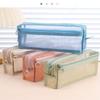 Double Layer Mesh Pen Bag Large Capacity Transparent Stationery Storage Bag Multifunctional Zipper Exam Supplies Organizer