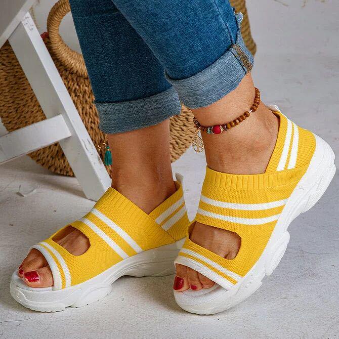 Women's Flyknit Platform Sport Sandals - Summer 2021 Casual Beach Shoes, Thick Sole, Plus Size