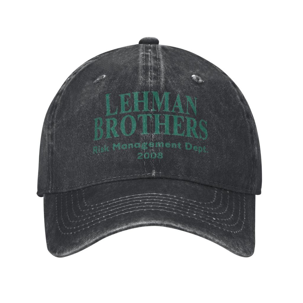 Unisex Lehman Brothers Risikostyringsavdeling Trykkhatt Vintage Distressert Denim Baseballcaps Justerbar