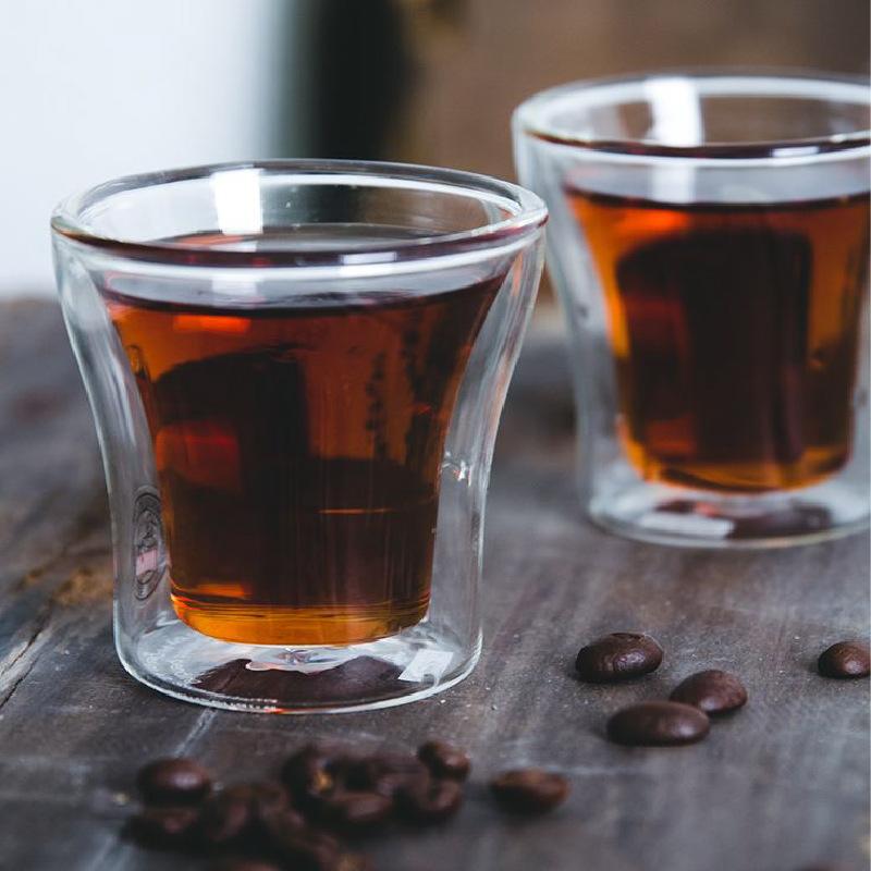 100/200/250ML Prosty Dwuwarstwowy Szklany Kubek Odporny na Ciepło i Zimno Chroniący przed Oparzeniami Kubek do Kawy Mleka Brandy Wina Akcesoria do Kawiarni