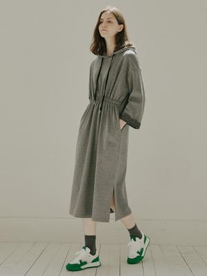 Avang Waistband Hooded Long Dress - D/Grey