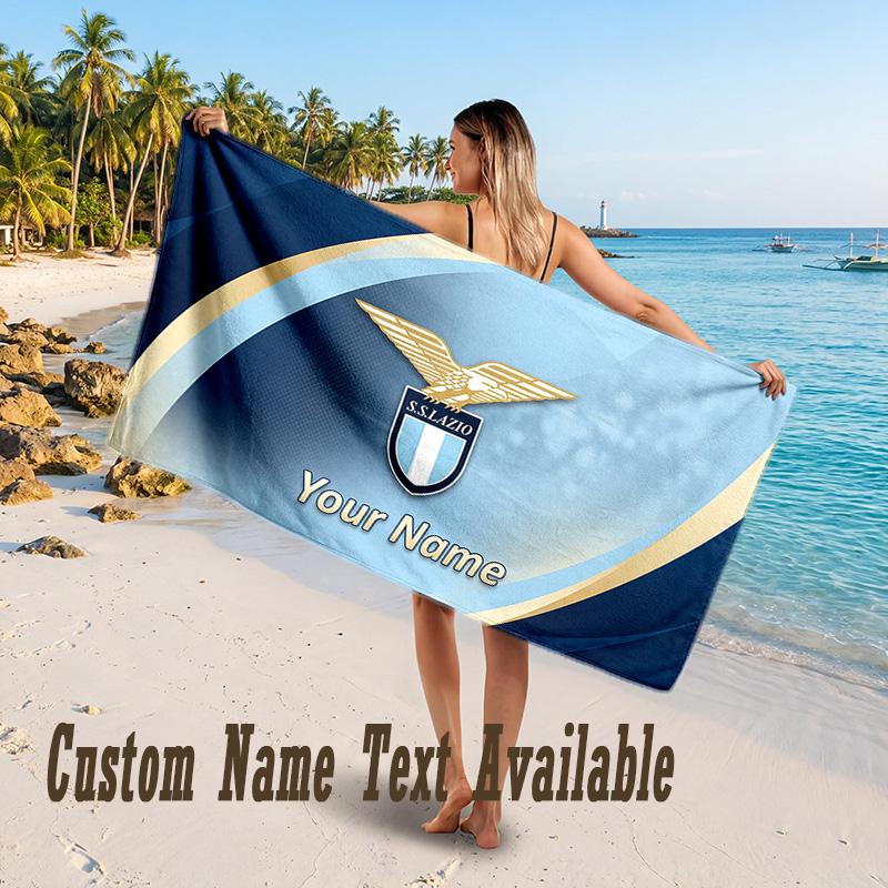 Lazio FC Design Beach Towel Custom Text Large Towel for Beach Vacation