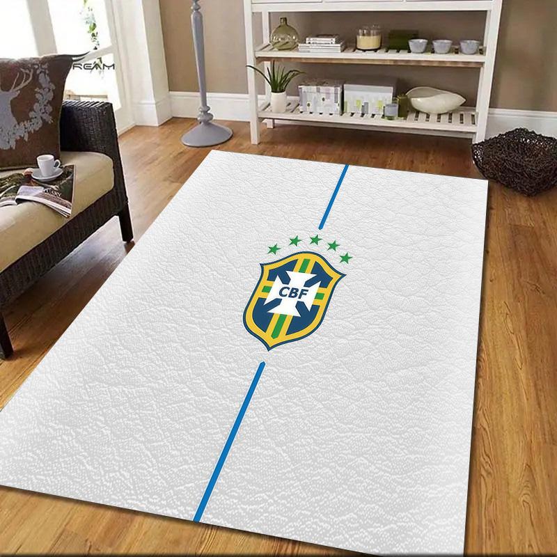 Brazil National Football Team2 Flannel Pattern Square Carpet,Area Rug,Carpet Rug for Living Room Bedroom Sofa Playroom Decor,Non-slip Floor Mat