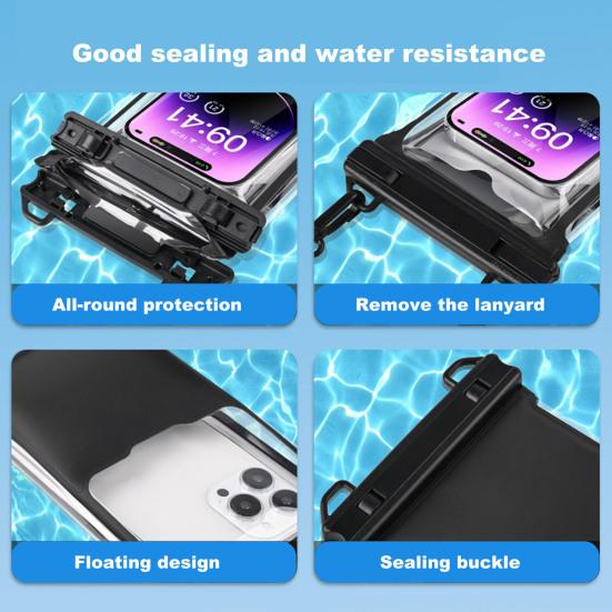 Waterproof Phone Pouch with Lanyard Touchscreen Clear Leakproof Kayaking Swimming Floating Universal 5-7.7
