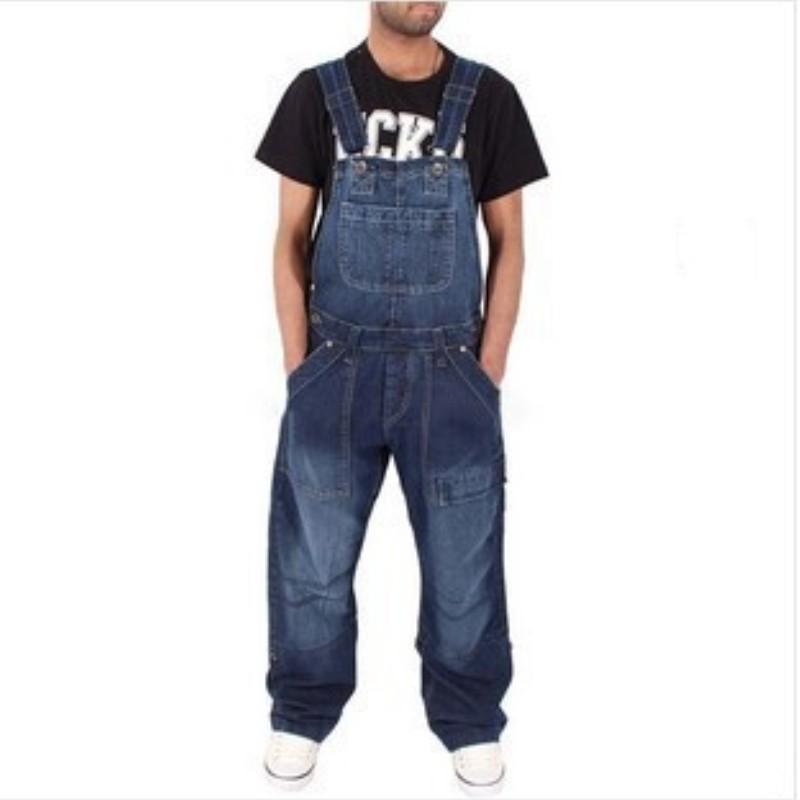 

Мужские свободные брюки-комбинезон из денима большого размера с несколькими карманами, подростковые весенние рабочие брюки средней посадки, слегка растягивающиеся 3XL темно-синий