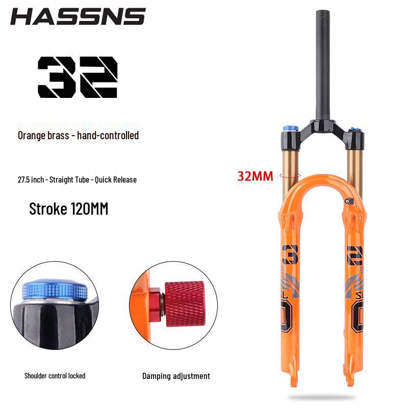 Furcă cu suspensie pe aer pentru bicicletă montană HASSNS cu reglaj de amortizare pentru roți de 26/27.5/29 inch