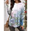 Sommer Mode Damen Blumen O-Ausschnitt Langarm T-Shirt Y2K Lässige Tops Damenbekleidung Harajuku Pullover