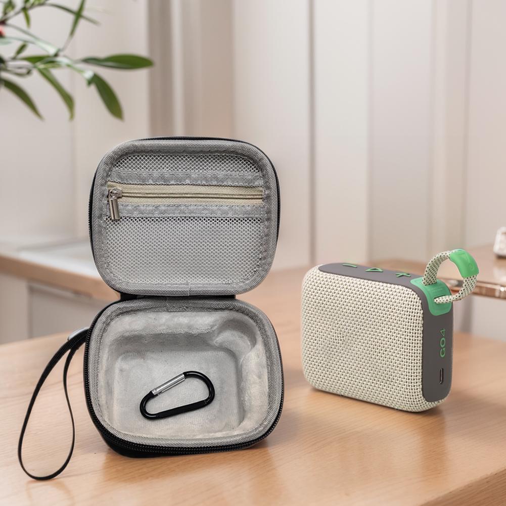 Hard Carrying Case Anti-scratch Hard Travel Case with Hand Rope & Carabiner Portable Storage Bag for JBL Go 4 Portable Speaker