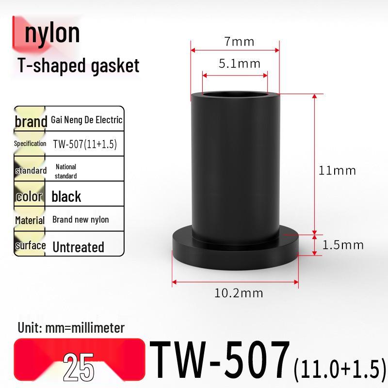 T-Shaped Nylon Gasket Ring Screw Shaft Sleeve with Concave-Convex Insulation Pad M2