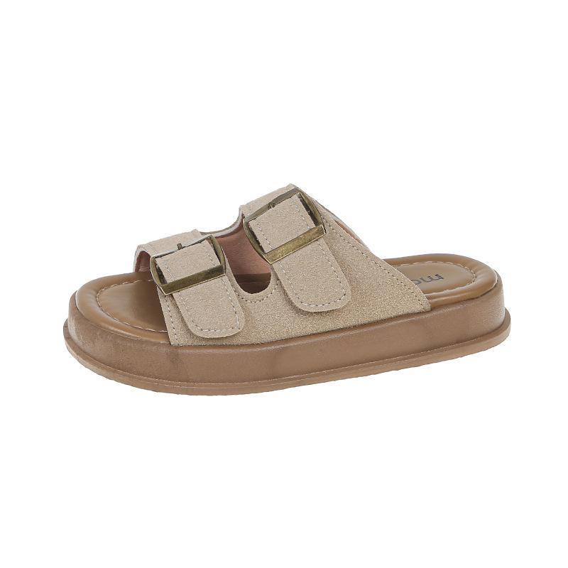 Children Slide Sandals Adjustable Buckle Straps Lightweight Non Slip Sole Comfortable Footwear for Kids Indoor Outdoor Use 23 бежевый