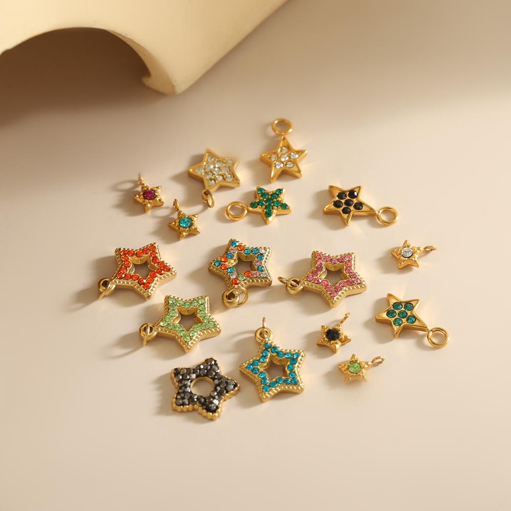 3PCS/LOT CARLIDANA Gold Plated Stainless Steel Colorful Star Pendants Charms for DIY Jewelry Making Necklace Earrings