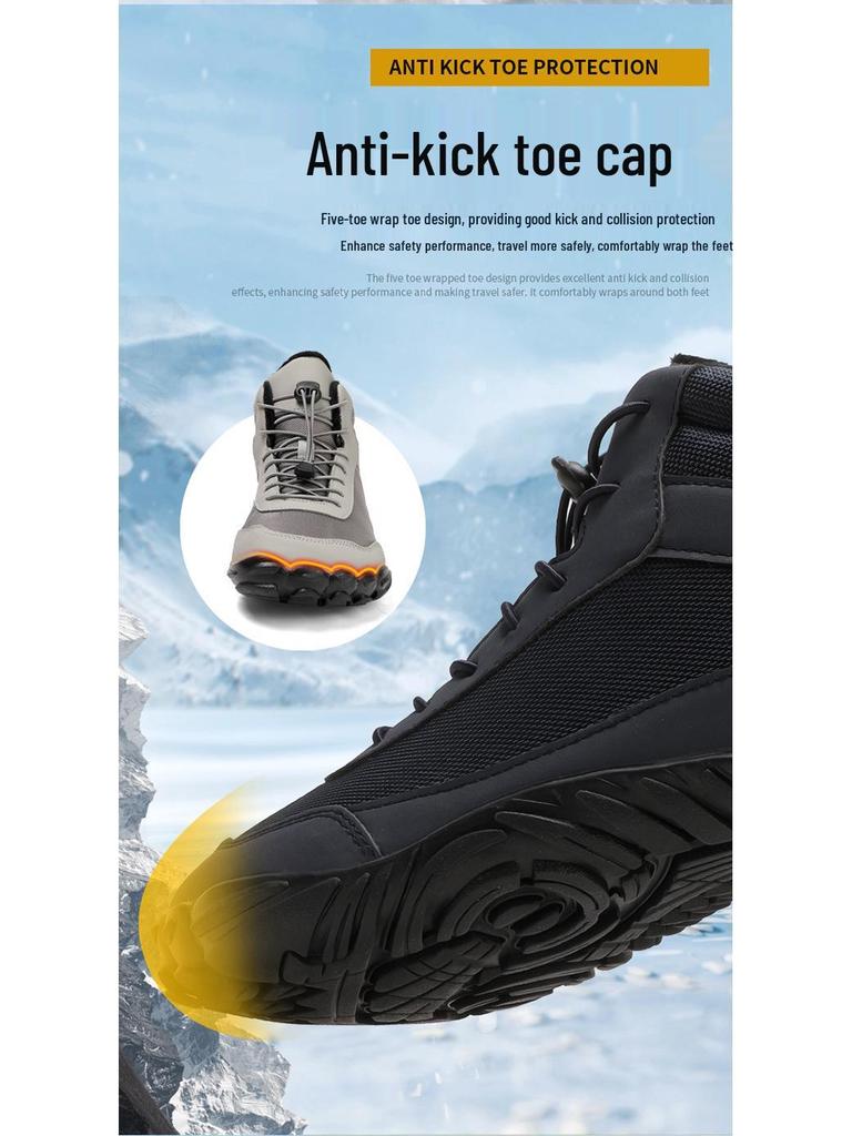 Men's and Women's Waterproof Five-Finger Snow Boots with Velvet Lining for Autumn and Winter Mountaineering