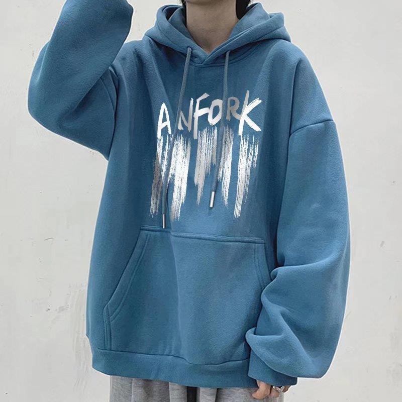 Hong Kong Style Men's Loose Hooded Sweatshirt - Spring/Autumn Trendy Niche Design, Skin-friendly Fabric