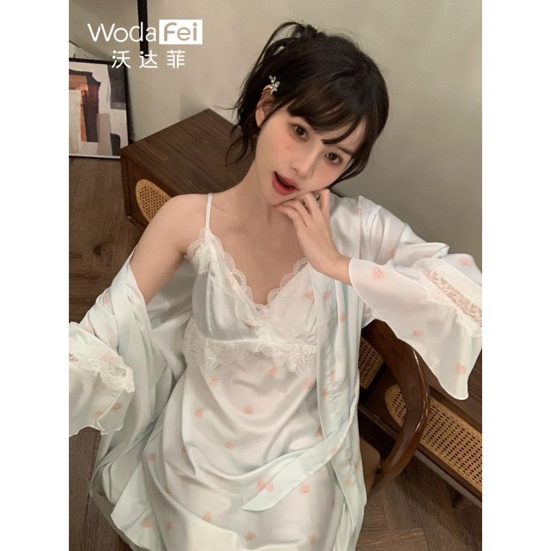 Lace sexy camisole shorts, satin set, pure and alluring style, with bra pads, ice silk slip dress, spring/summer new pajamas for women