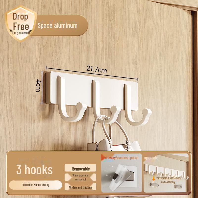 Gancho de porta removível sem impacto - montado na parede, resistente para roupas, banheiro ou cozinha.