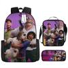 Kids Cartoon Backpack Set With Pencil Case Crossbody Bag Lightweight Oxford Fabric School Elementary Students