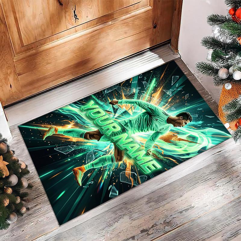 Cristiano Ronaldo Printed Crystal Velvet Rug Non‑Slip Crystal Velvet Carpet For Sofa Bedroom Indoor Home Decoration