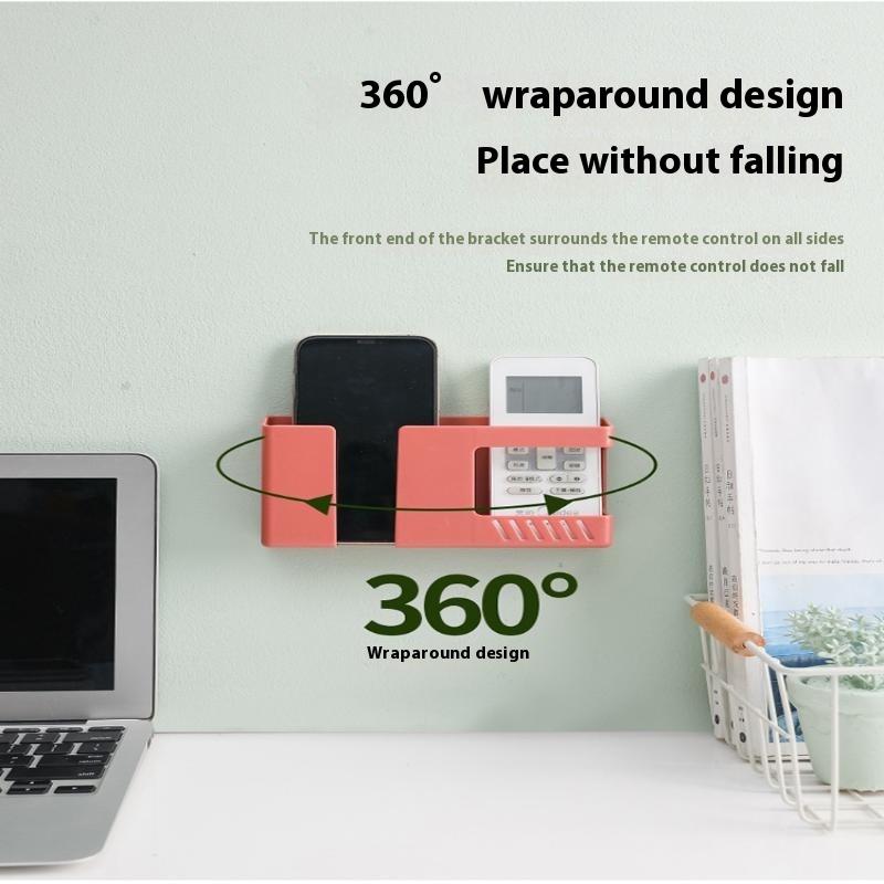 1Pc Wall-Mounted Non-Punching Remote Control Storage Box Rack Tv Mobile Phone Rack