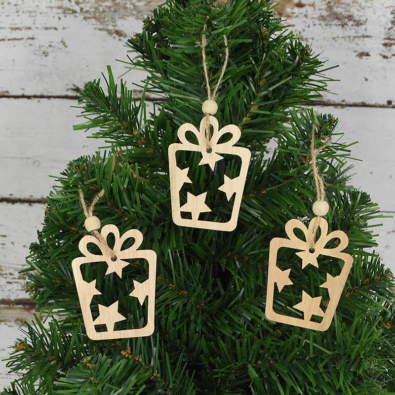3 Stück Vintage Weihnachten Holzanhänger Ornamente DIY Holzhandwerk Weihnachtsdekorationen Weihnachtsbaum Hängeornamente Geschenke